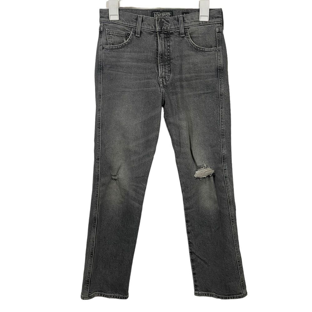 Lucky Brand Grey Wash Distressed Authentic Straight Leg Crop Jeans